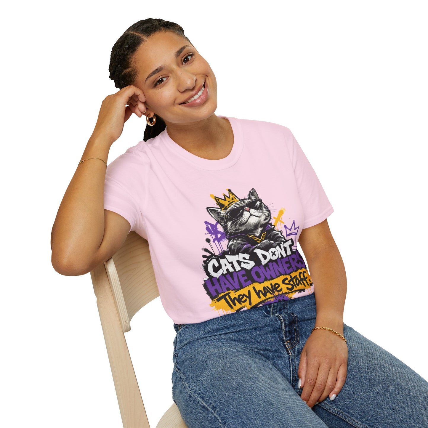 Cat Graphic Tee — "Cats Don't Have Owners They Have Staff"