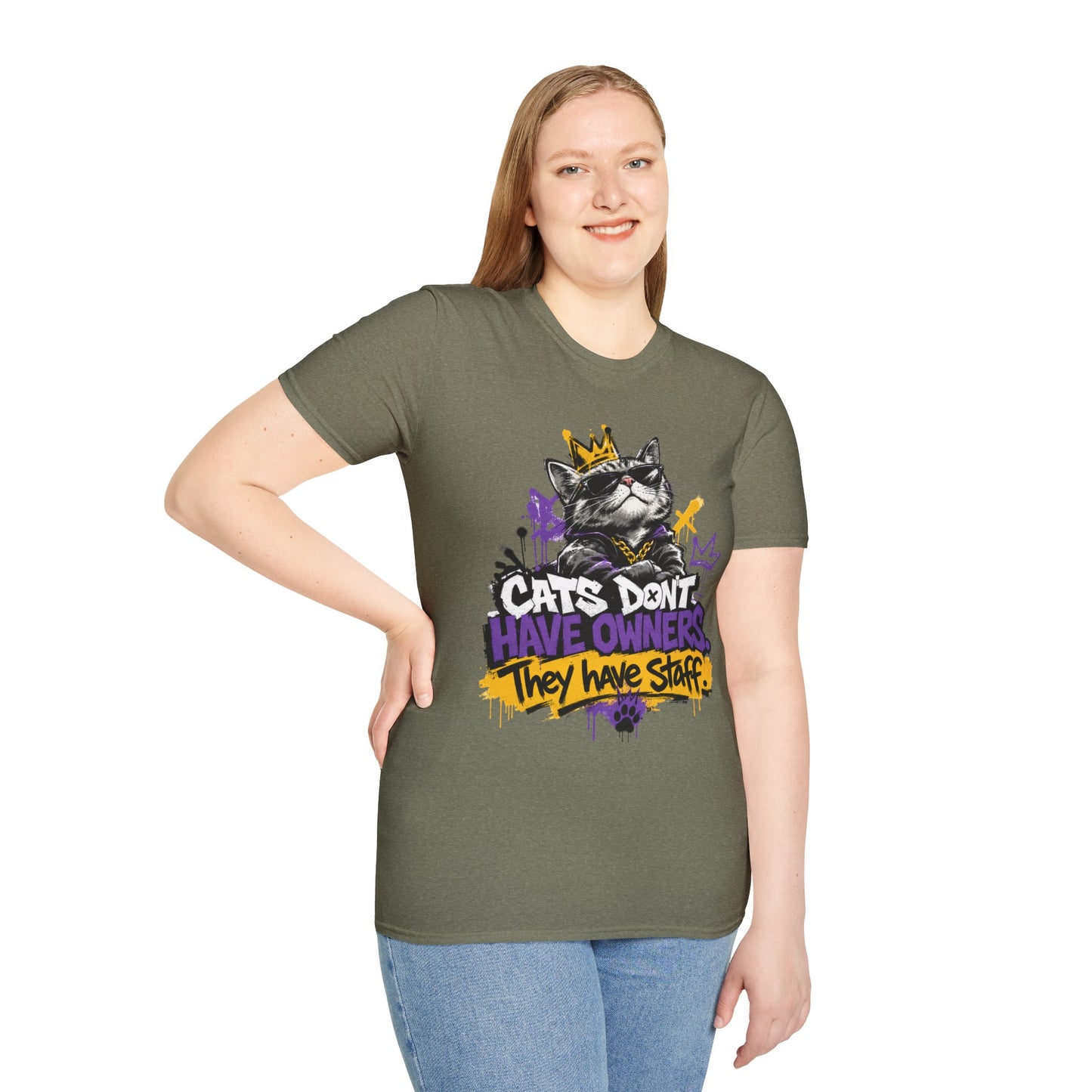 Cat Graphic Tee — "Cats Don't Have Owners They Have Staff"
