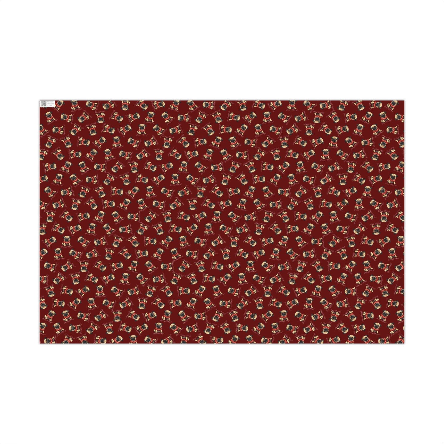 Pug Pattern Gift Wrap Paper – Festive Red Holiday Wrapping Paper with Cute Pug Dogs