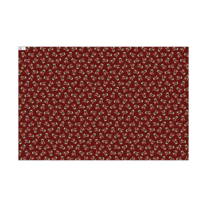 Pug Pattern Gift Wrap Paper – Festive Red Holiday Wrapping Paper with Cute Pug Dogs