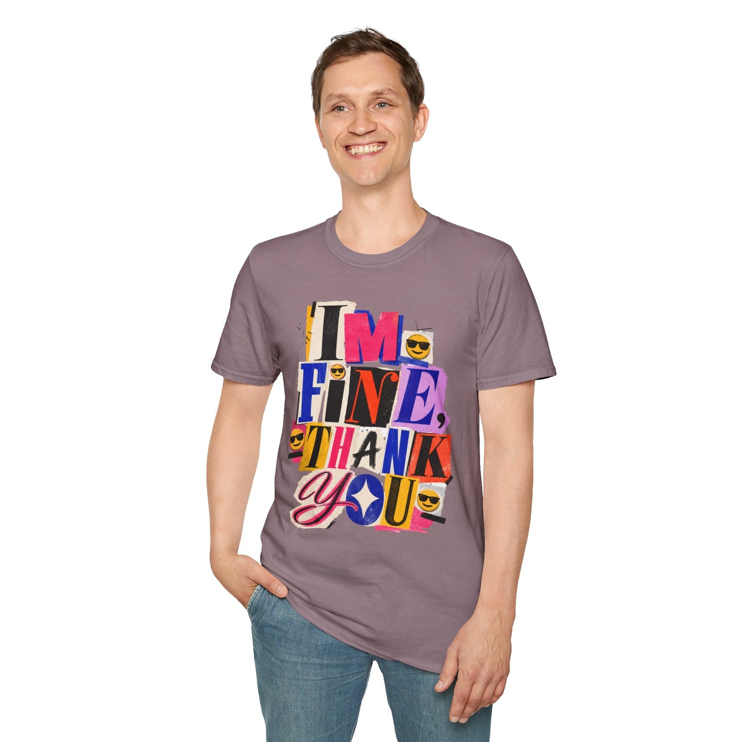 T-Shirt — "I'M FINE, THANK YOU" Retro Collage Graphic Tee