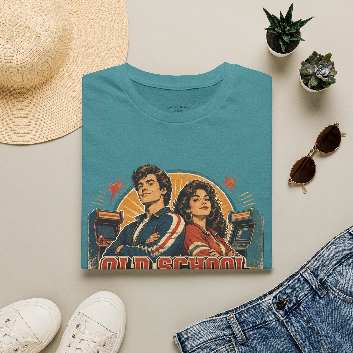 T-Shirt — Retro 'Old School' Arcade Couple Vintage Gamer Tee