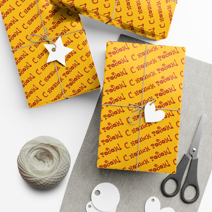 Wrapping Paper — Yellow 'C праздн' Repeating Holiday Gift Wrap