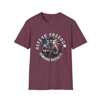 Defend Freedom Unisex Softstyle T-Shirt - Patriotic Graphic Tee