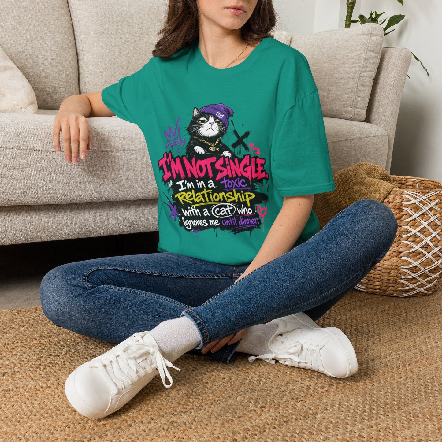 T‑Shirt — “I’m Not Single: I’m in a Toxic Relationship with a Cat” Graphic Tee