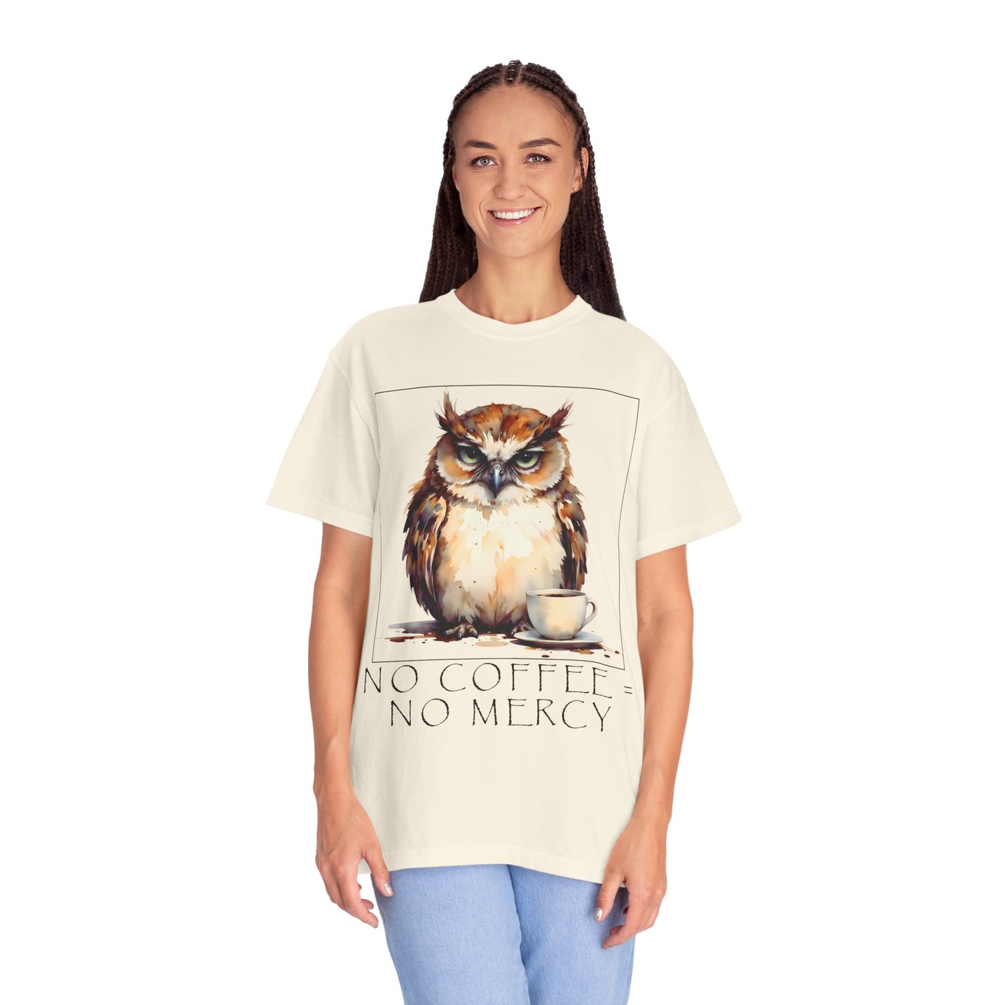Owl Coffee T‑Shirt — "No Coffee No Mercy" Graphic Tee