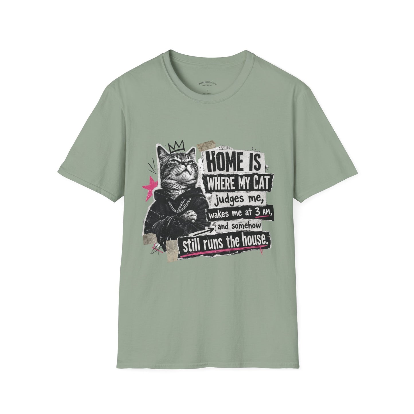 Cat T-Shirt — "Home Is Where My Cat Judges Me" Funny Graphic Tee