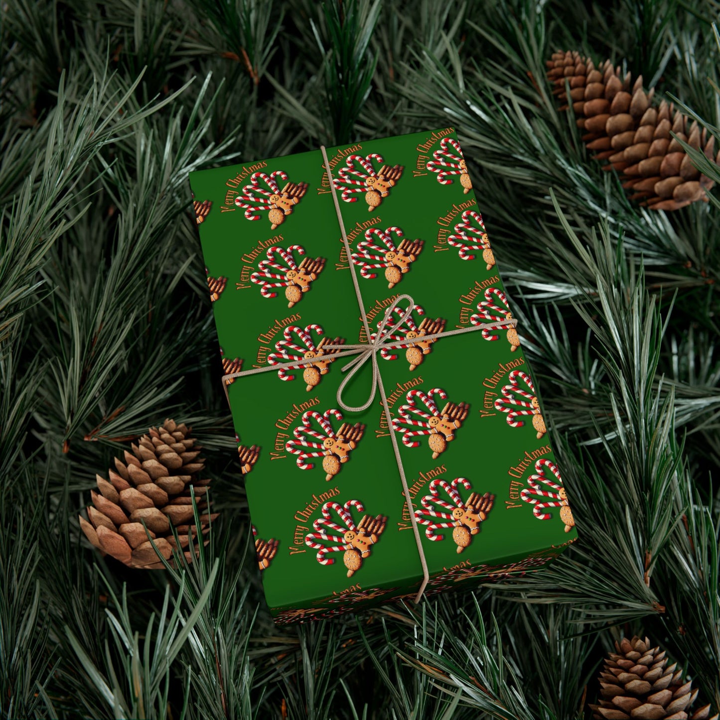 Christmas Gingerbread Tree Wrapping Paper — Holiday Gift Wrap Sheets