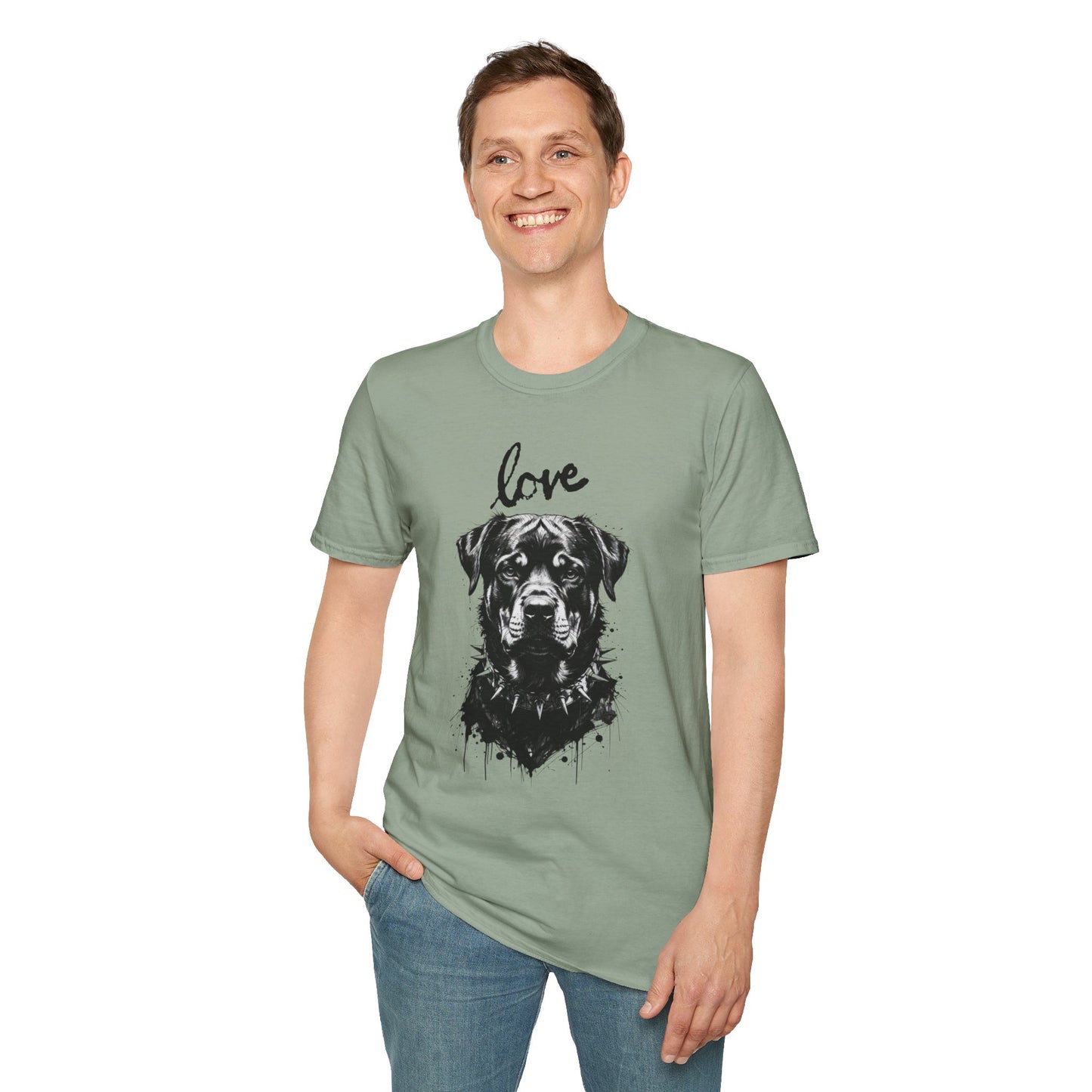 Love Rottweiler T-Shirt — Vintage Black Dog Portrait Tee for Dog Lovers