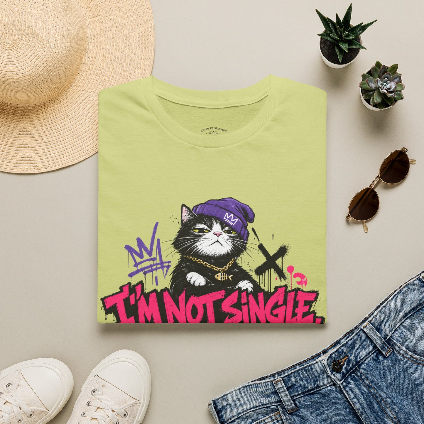T‑Shirt — “I’m Not Single: I’m in a Toxic Relationship with a Cat” Graphic Tee