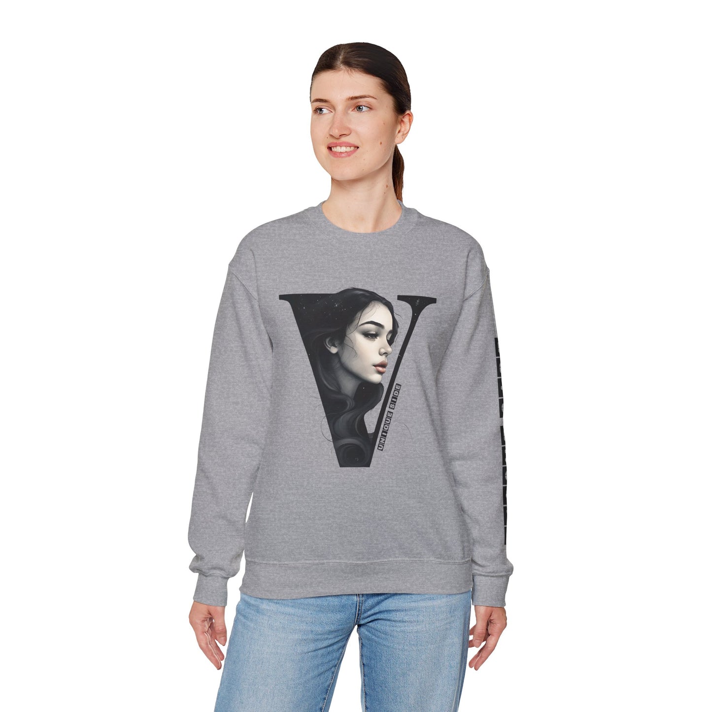 Letter V, Stylish Artistic Sweatshirt, Trendy Crewneck, Graphic Sweater, Cozy Unisex Top, Unique Gift for Art Lovers, Everyday Comfort