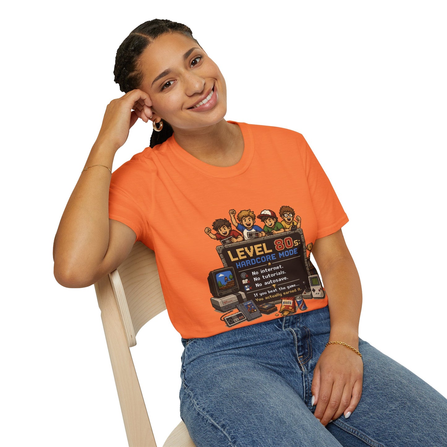 80s Level Up T-Shirt — 'Level 80s: Hardcore Mode' Retro Gaming Tee