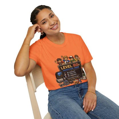 80s Level Up T-Shirt — 'Level 80s: Hardcore Mode' Retro Gaming Tee