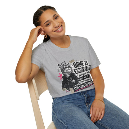 Cat T-Shirt — "Home Is Where My Cat Judges Me" Funny Graphic Tee