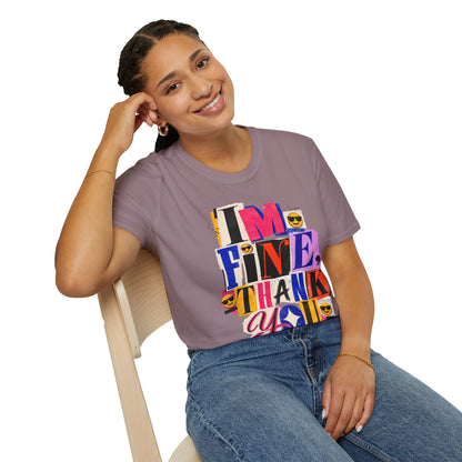 T-Shirt — "I'M FINE, THANK YOU" Retro Collage Graphic Tee
