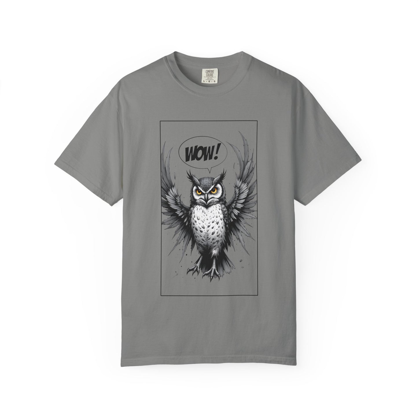 Owl Graphic T-Shirt — 'WOW!' Illustrated Night Owl Tee