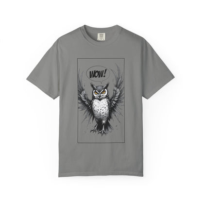 Owl Graphic T-Shirt — 'WOW!' Illustrated Night Owl Tee