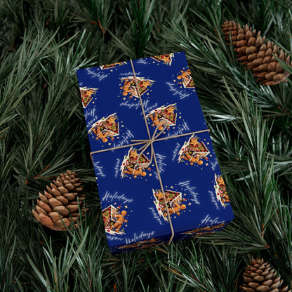 Copy of Gift Wrap — Blue Holiday Nativity Patterned Wrapping Paper