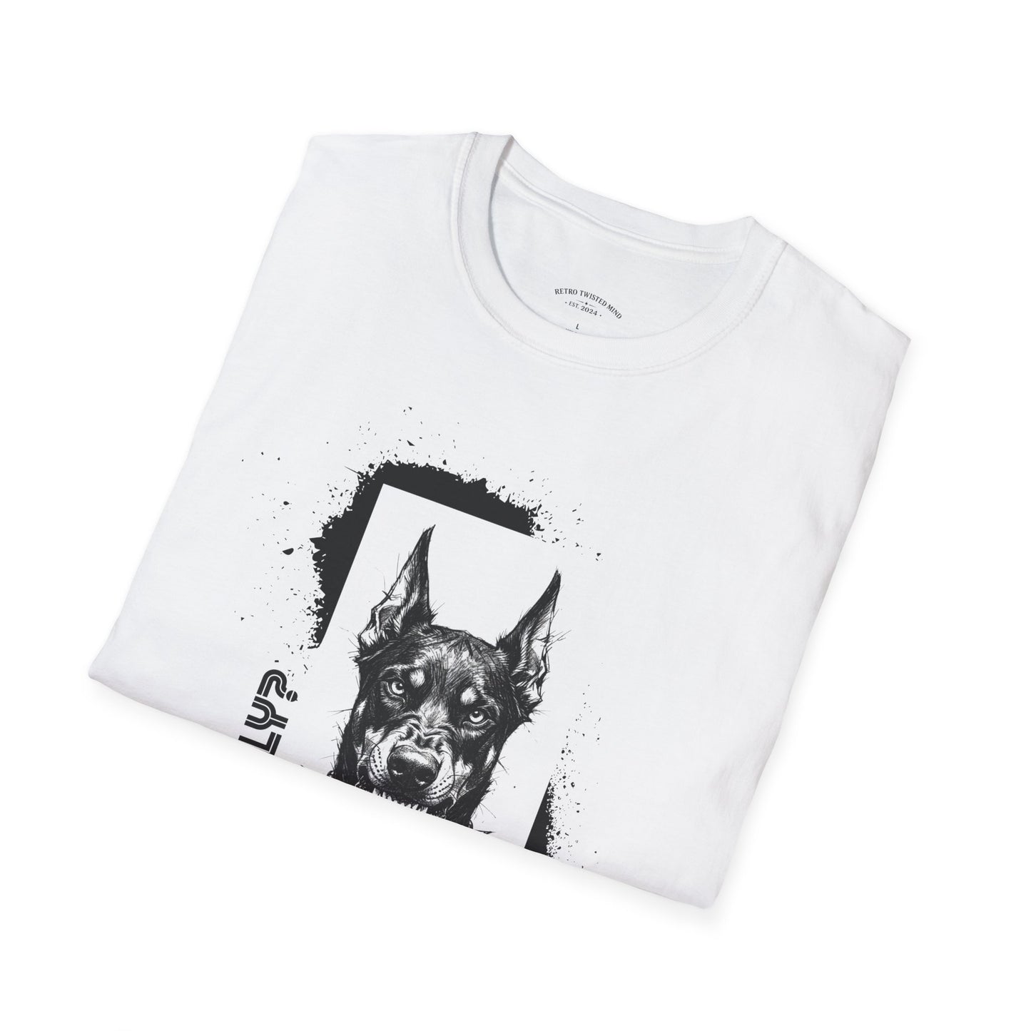 Doberman Portrait T‑Shirt — Bold Black Ink Dog Graphic