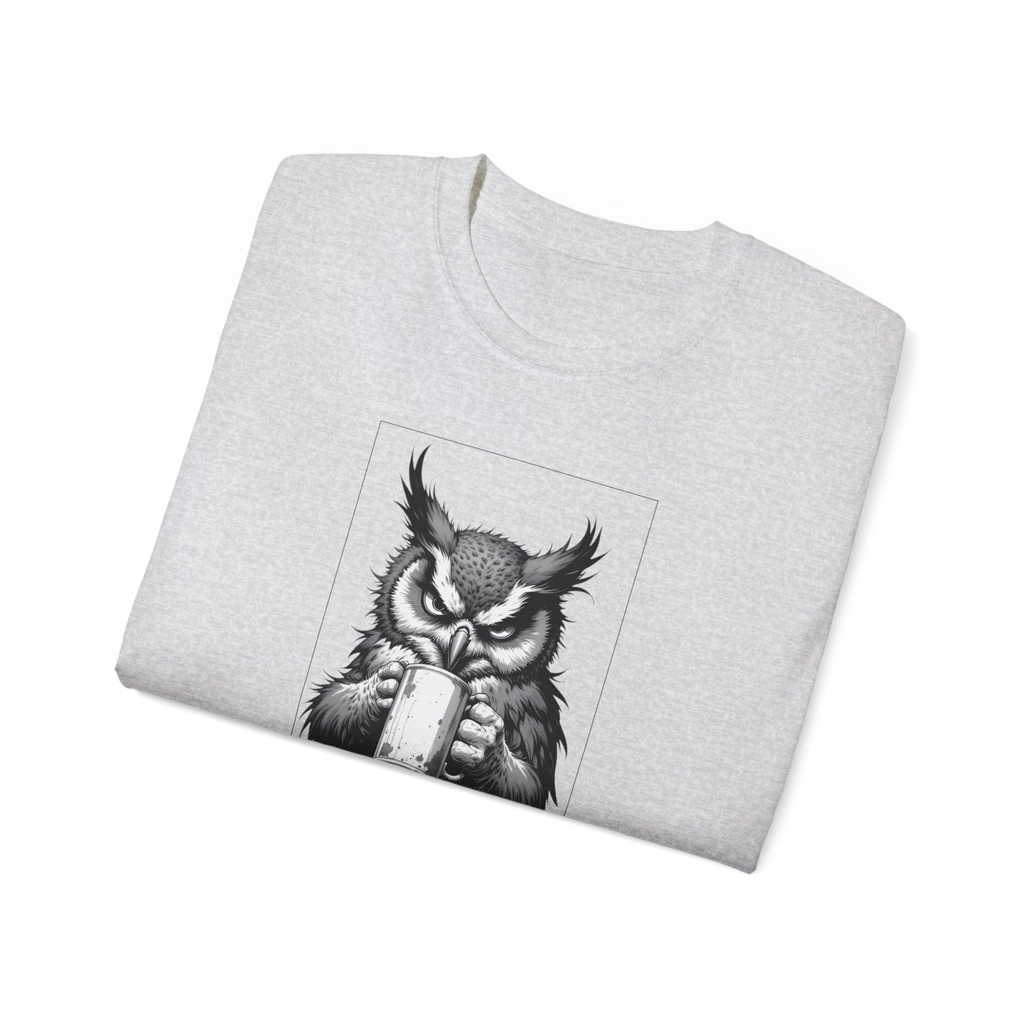 Coffee Owl T‑Shirt — "Caffeine Because Murder Is Illegal" Funny Graphic Tee