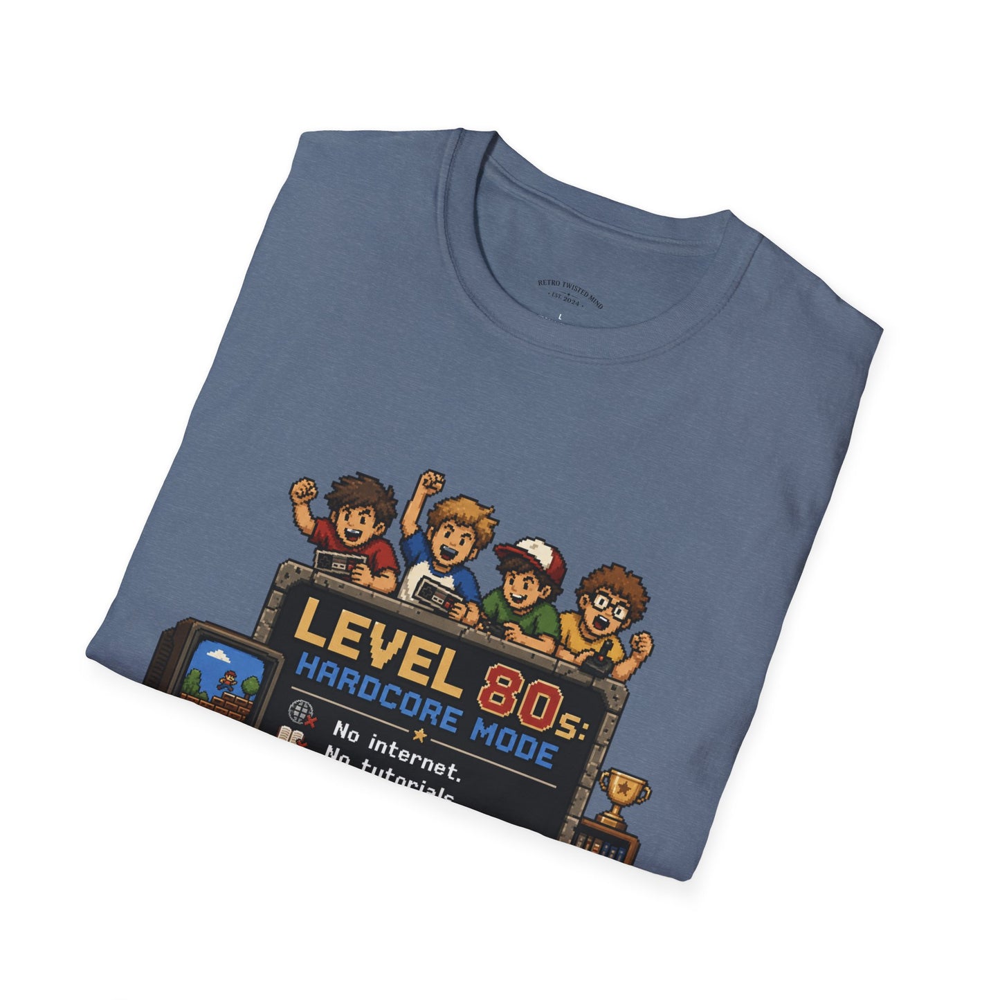 80s Level Up T-Shirt — 'Level 80s: Hardcore Mode' Retro Gaming Tee