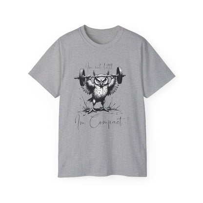 Fitness Owl Graphic Tee — "I’m Not Old, I’m Compacted" Motivational Weightlifting T-Shirt