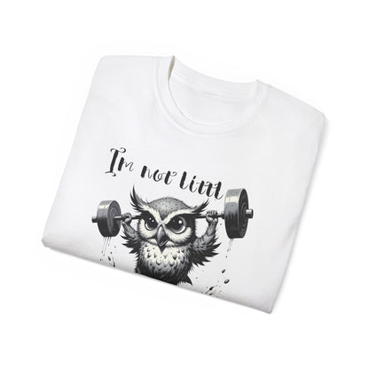 Compact Owl Weightlifting T‑Shirt — "I’m not tiny, I’m Compact!"