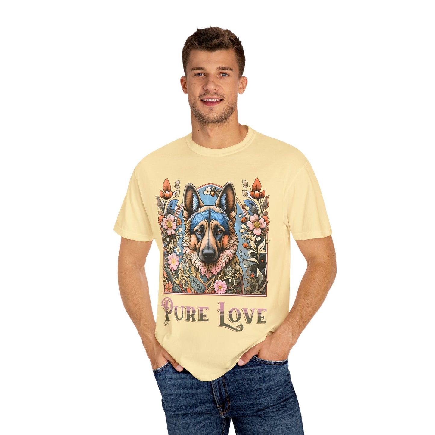 Pure Love German Shepherd T-Shirt – Unisex Garment-Dyed Tee for Dog Lovers
