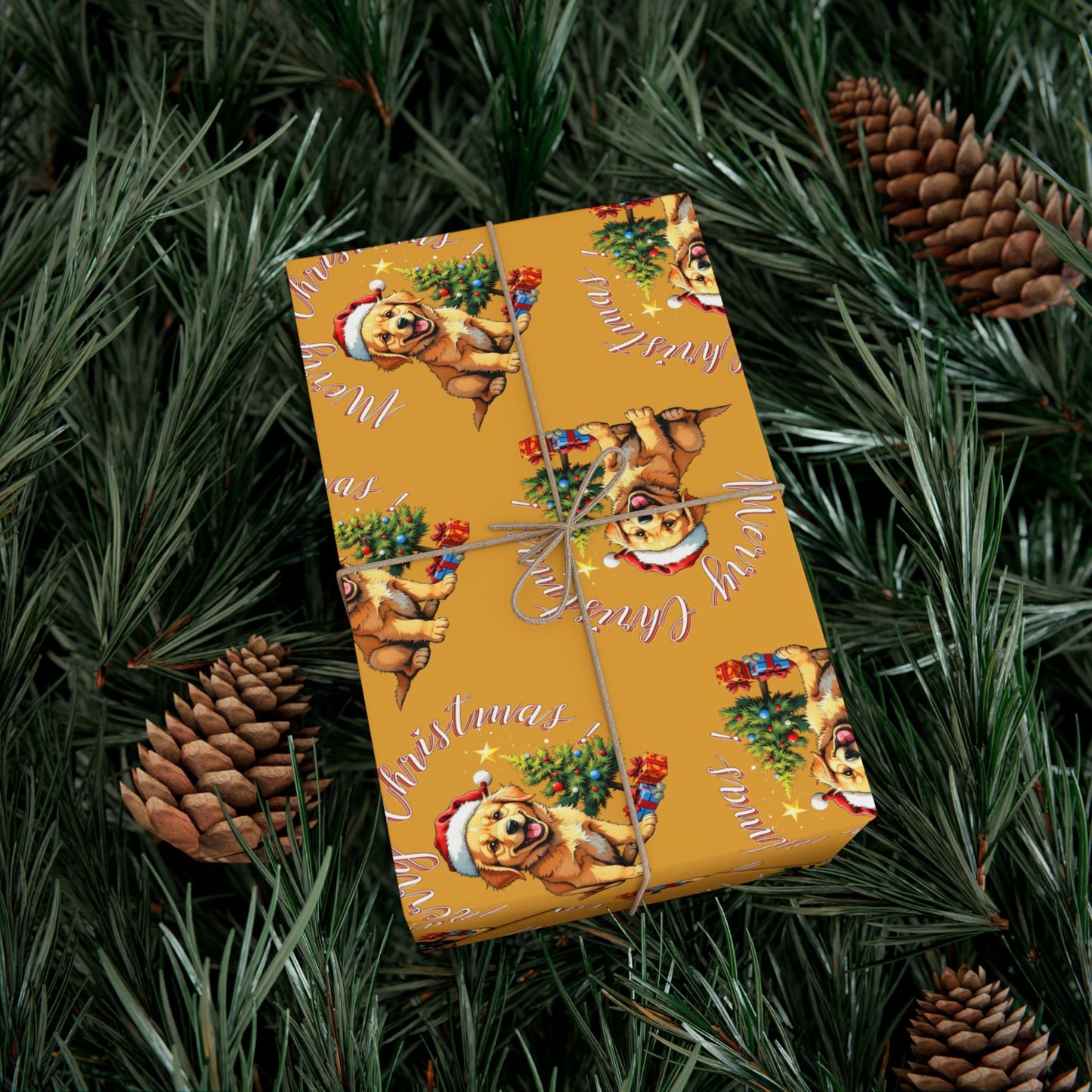 Christmas Puppy Gift Wrap Paper — Cute Holiday Dog Pattern Wrapping Sheets