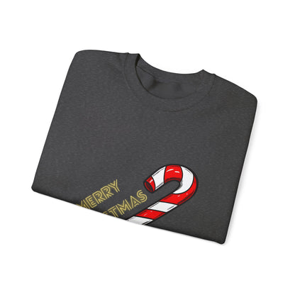 Christmas Candy Cane Crewneck Sweatshirt — "Merry Christmas" Holiday Sweater
