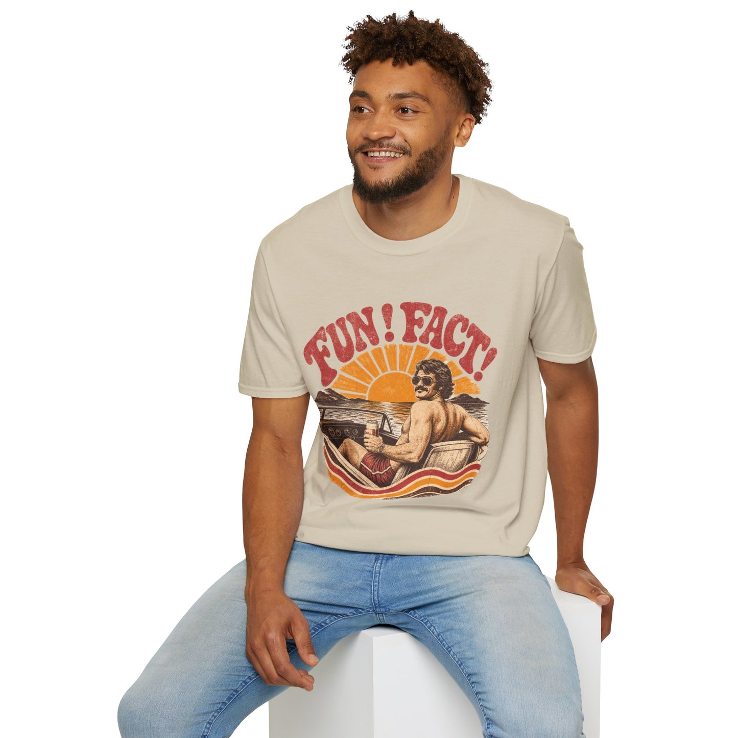 Retro 'FUN! FACT!' Surf Tee — Vintage Sunset Beach Graphic T-Shirt