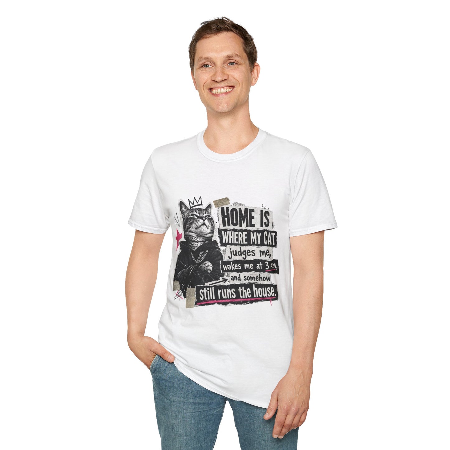 Cat T-Shirt — "Home Is Where My Cat Judges Me" Funny Graphic Tee