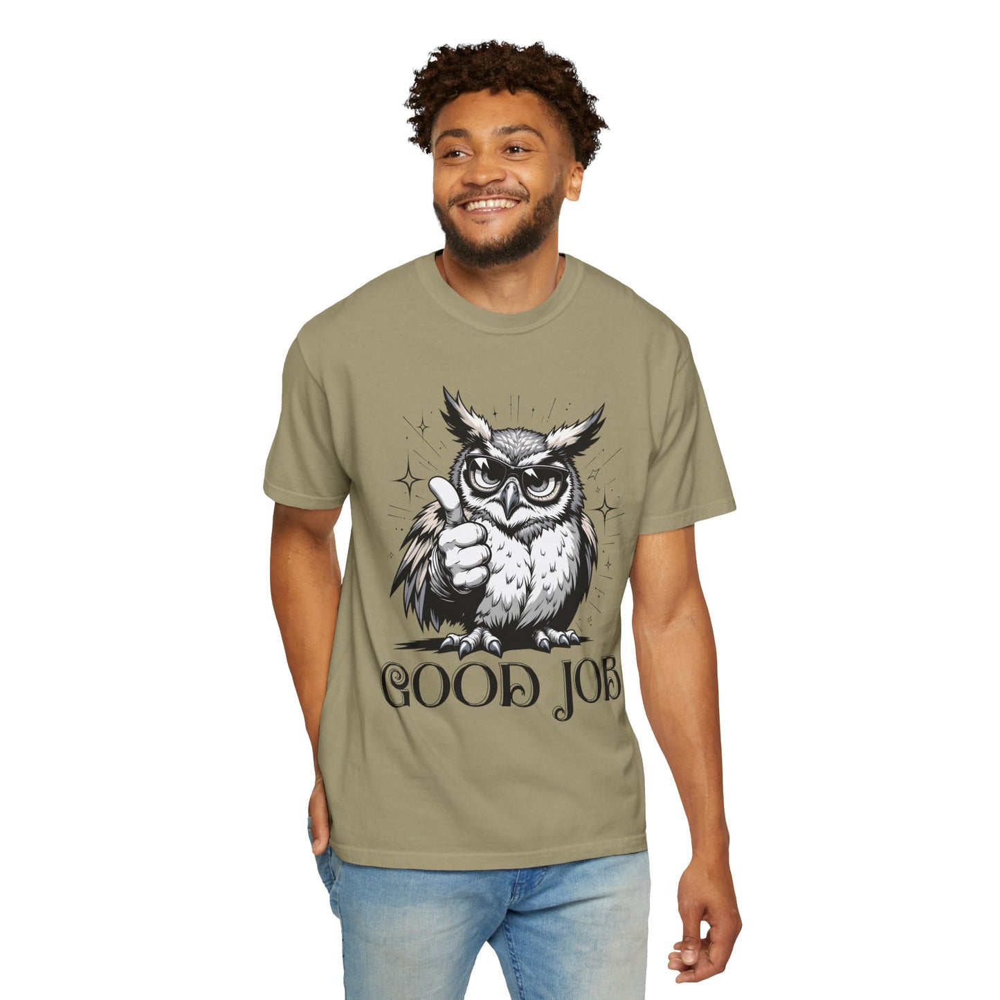 Good Job Owl T-Shirt — Thumbs-Up Retro Owl Graphic Tee