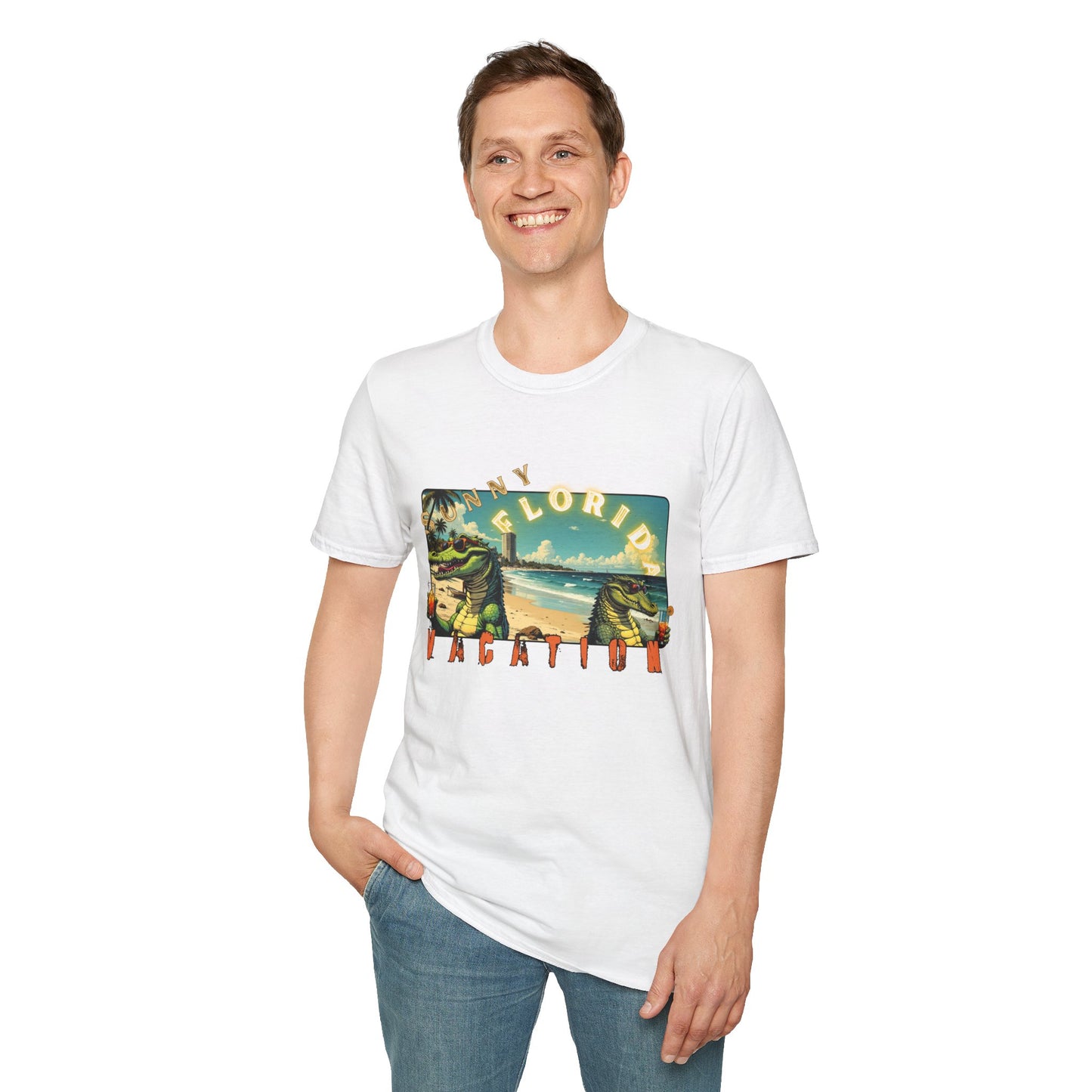 Sunny Florida Vacation T-Shirt - Unisex Softstyle Tee for Travel Lovers