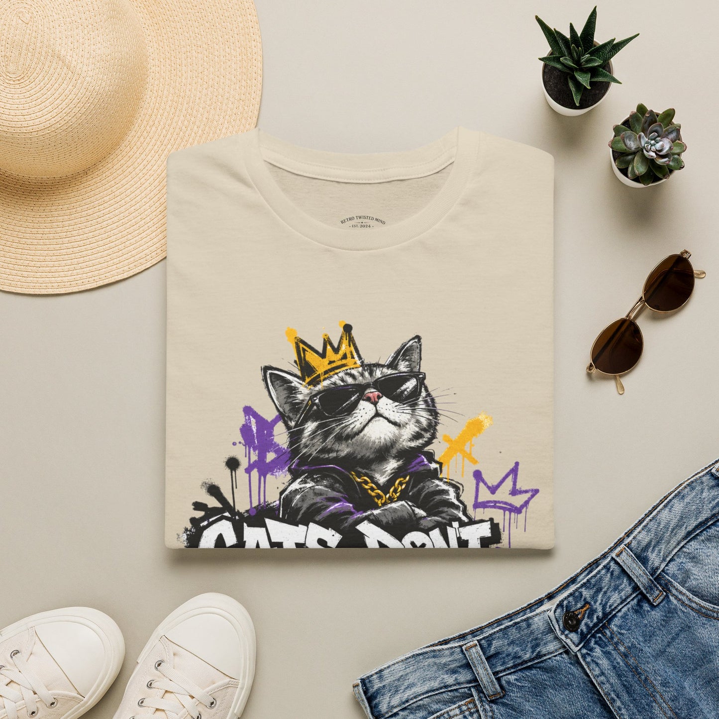 Cat Graphic Tee — "Cats Don't Have Owners They Have Staff"