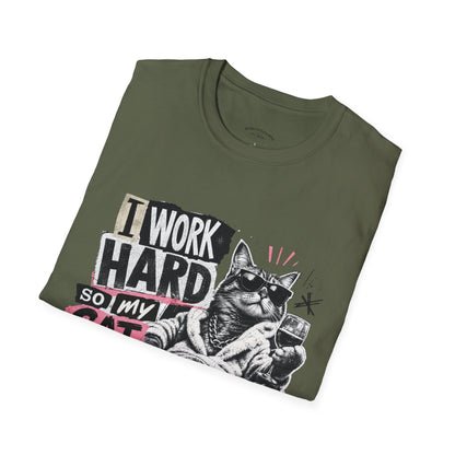 Cat Graphic T-Shirt — "I Work Hard So My Cat Can Live the Lifestyle I Deserve"