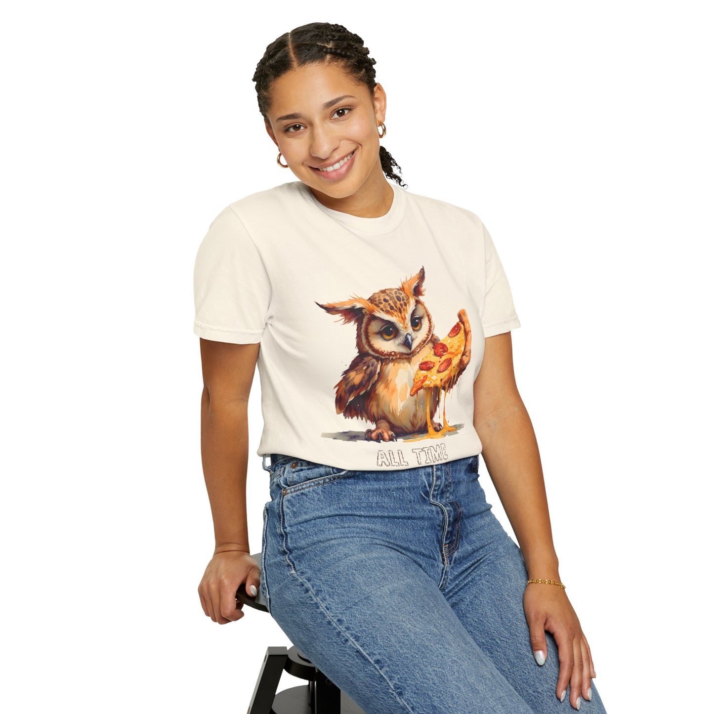 Pizza Time Owl T-Shirt — Cute Owl Eating Pizza Graphic Tee