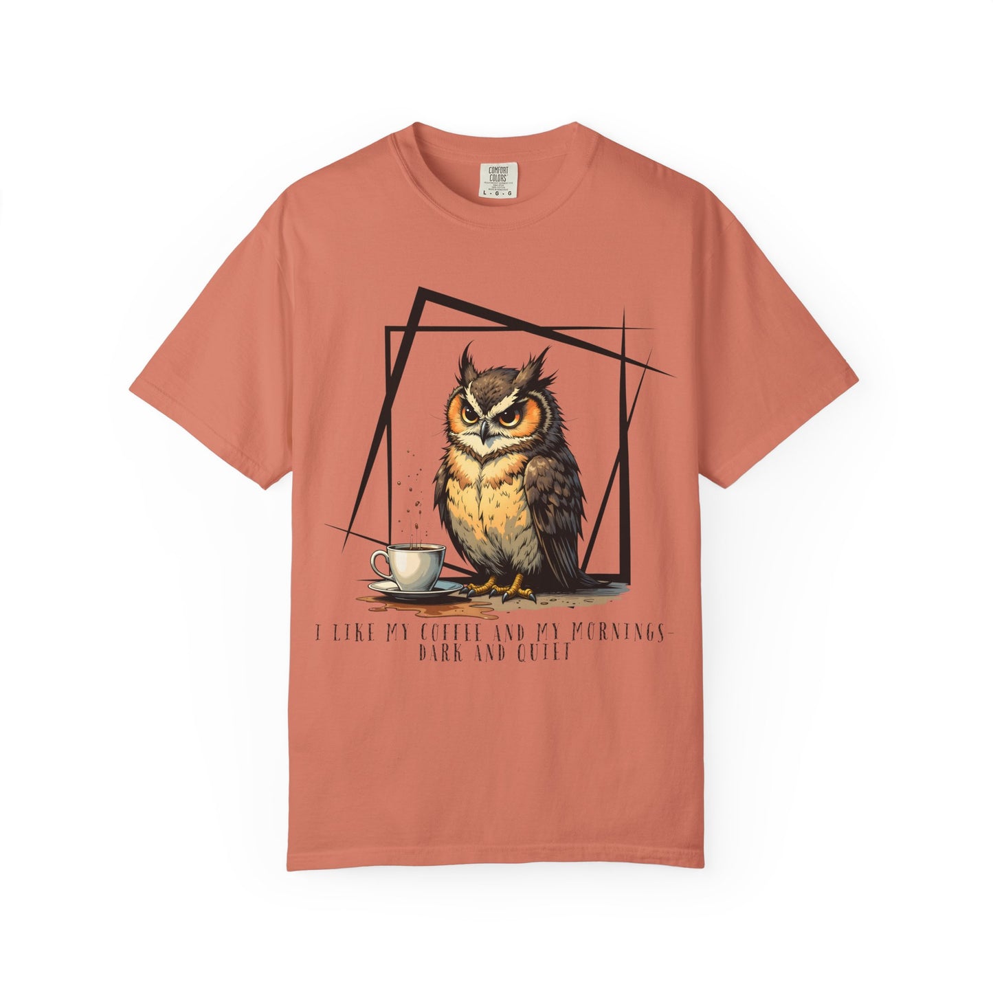 Owl & Coffee Graphic T-Shirt — 'A Day to Coffee and Contemplate'