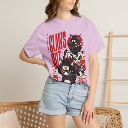 Claws Out Cat Graphic T-Shirt — Retro Ninja Kitties Tee