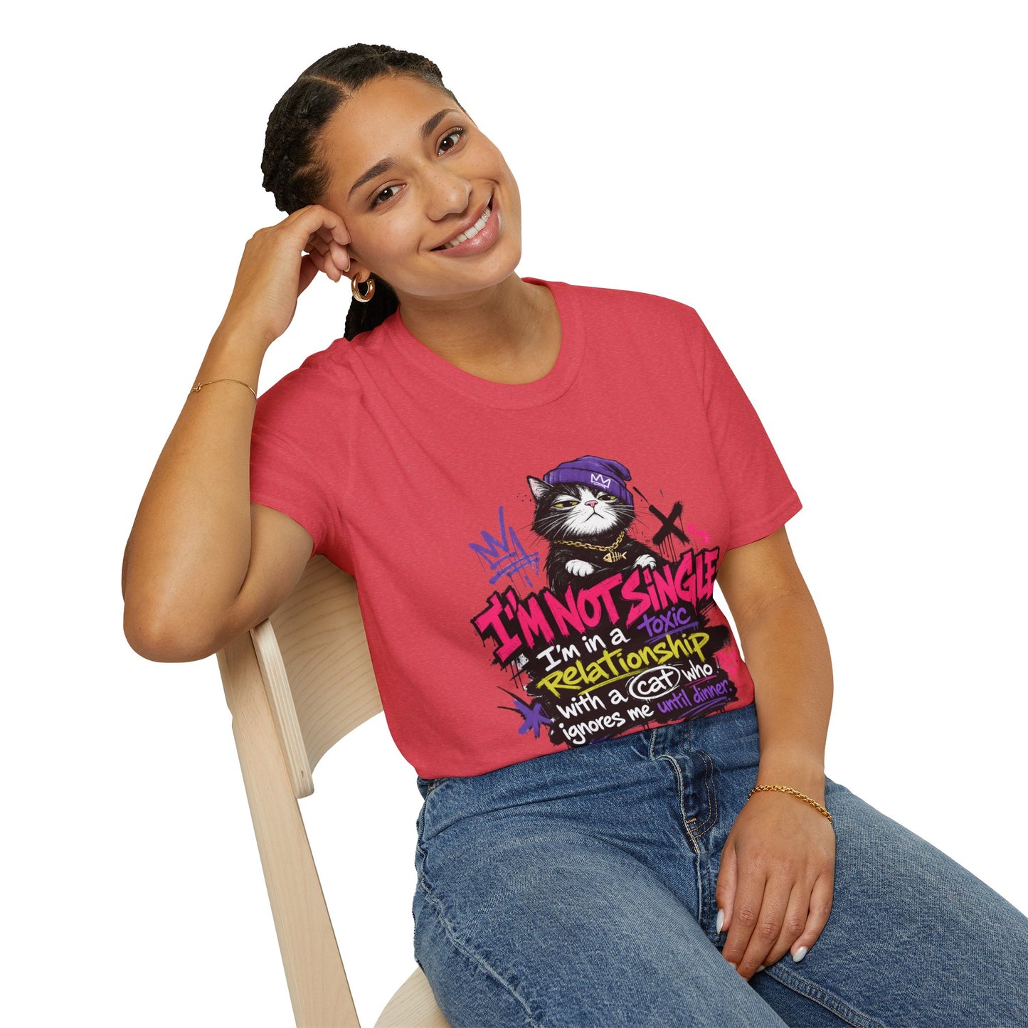 T‑Shirt — “I’m Not Single: I’m in a Toxic Relationship with a Cat” Graphic Tee