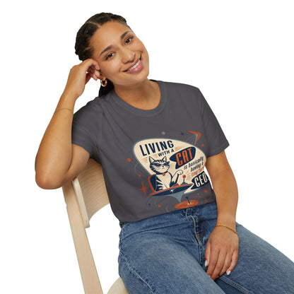 Cat T-Shirt — "Living with a Cat is Basically Having a Furry CEO" Retro Graphic