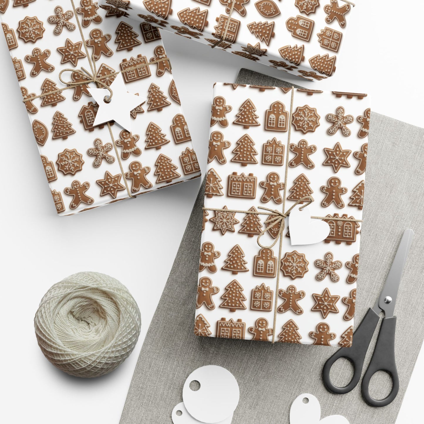 Gingerbread Pattern Gift Wrap Paper — Holiday Wrapping Sheets (Christmas Cookie Design)