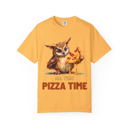 Pizza Time Owl T-Shirt — Cute Owl Eating Pizza Graphic Tee