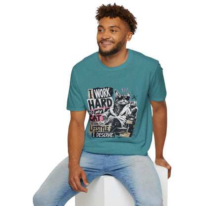 Cat Graphic T-Shirt — "I Work Hard So My Cat Can Live the Lifestyle I Deserve"