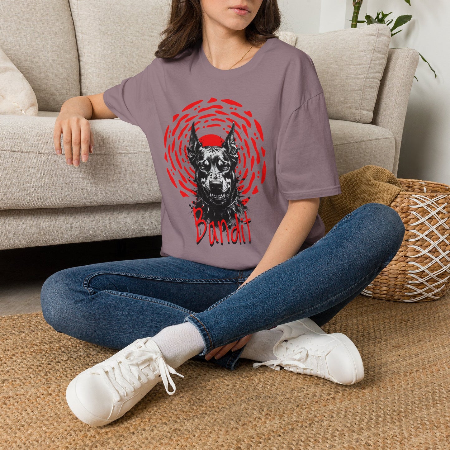 Doberman Graphic T-Shirt — Red Halo 'Bandit' Design