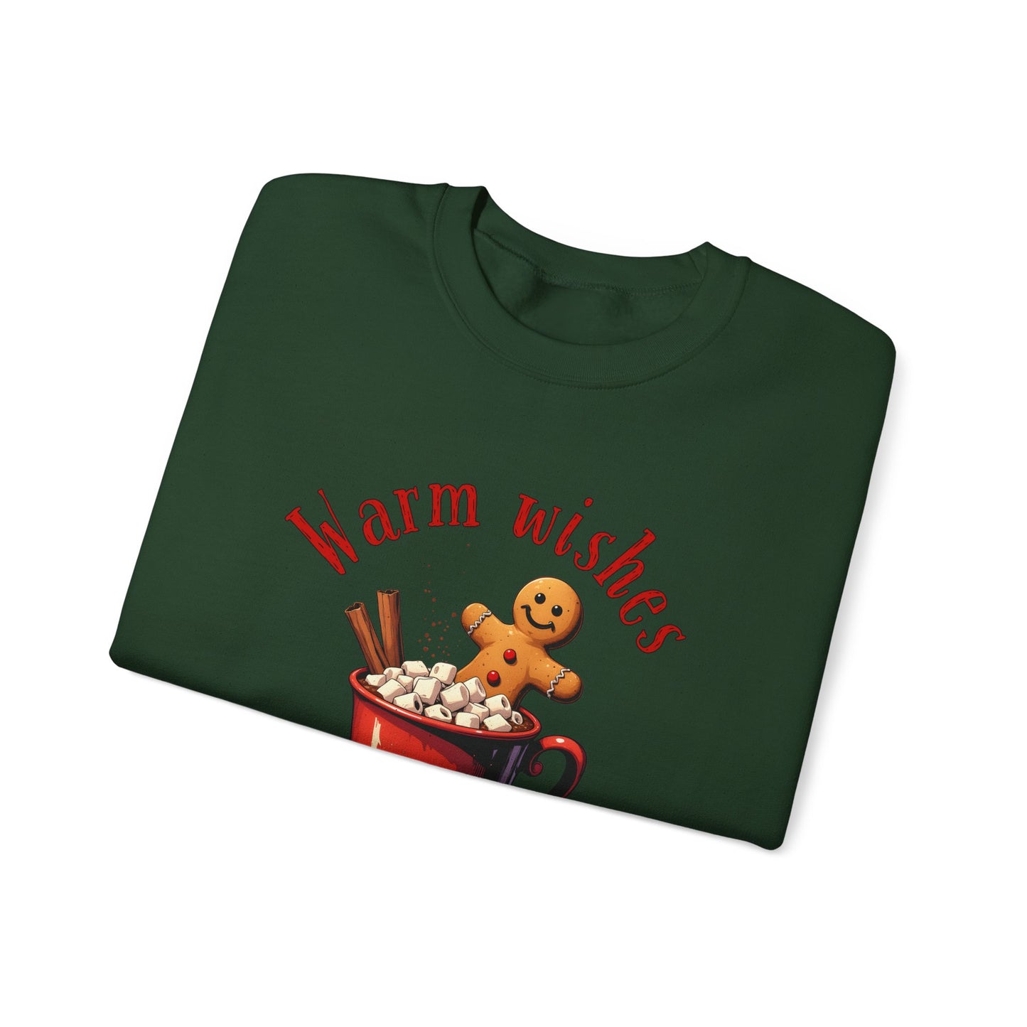 Crewneck Sweatshirt — "Warm Wishes" Hot Cocoa & Gingerbread Holiday Design