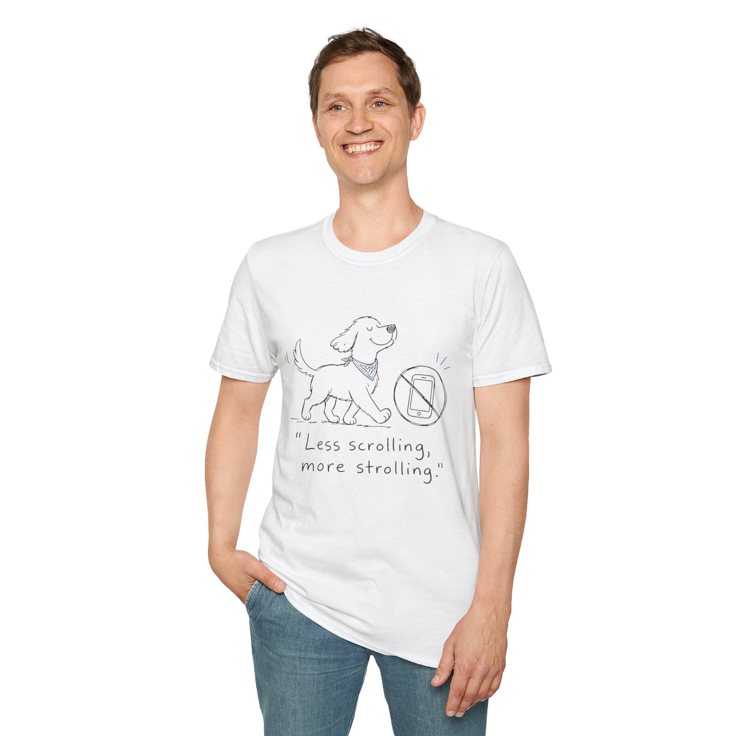Less Scrolling, More Strolling Dog T-Shirt