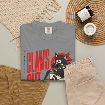 Claws Out Cat Graphic T-Shirt — Retro Ninja Kitties Tee