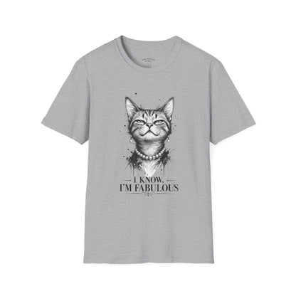 Cat T-Shirt — 'I Know I’m Fabulous' Cute Smiling Cat Graphic Tee