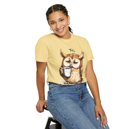 Not Ready Yet Owl T-Shirt — Cute Sleepy Owl Coffee Tee